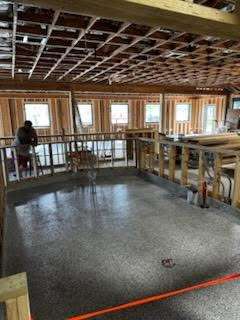 Restaurant kitchen concrete floor before coating in St. Augustine FL