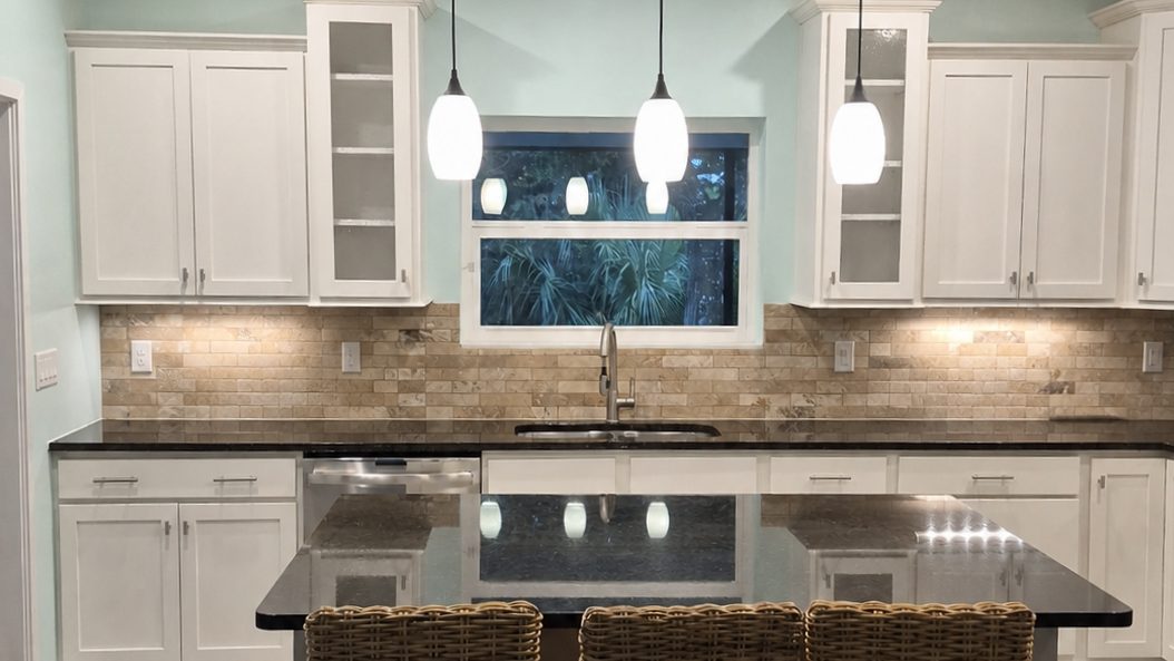 Professionally painted kitchen cabinets in Palm Coast, Florida